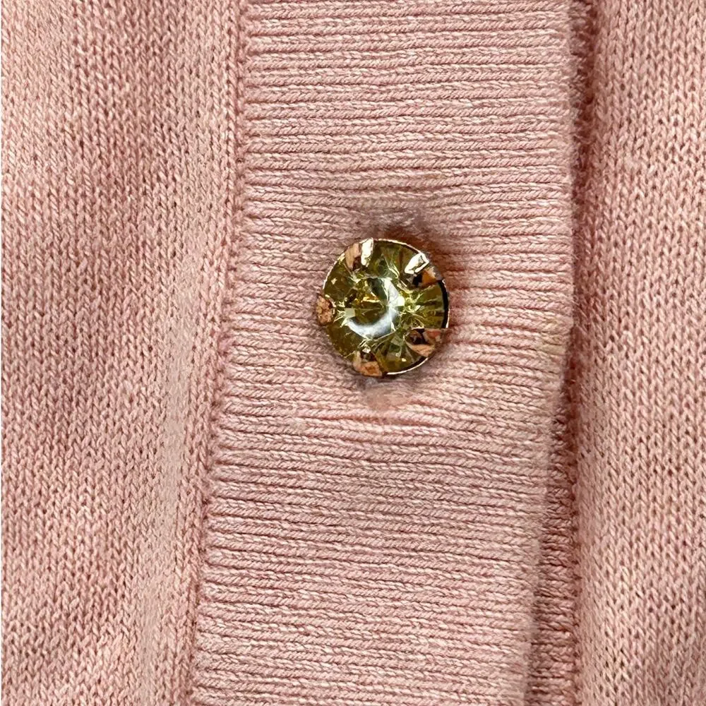 Kate Spade Silk Blend Cardigan Blush Gold Tone Gem Buttons Women Medium
